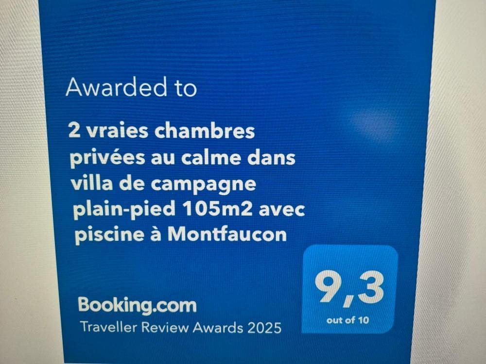 2 Vraies Chambres Privees Au Calme Dans Villa De Campagne Plain-Pied 105M2 Avec Piscine A Montfaucon Montfaucon  Eksteriør billede